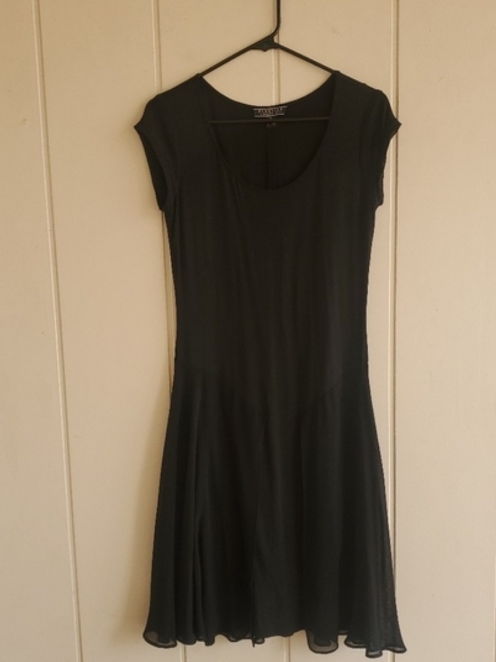PERUVIAN CONNECTION Small Black Jersey Slip over dress Fit N Flare